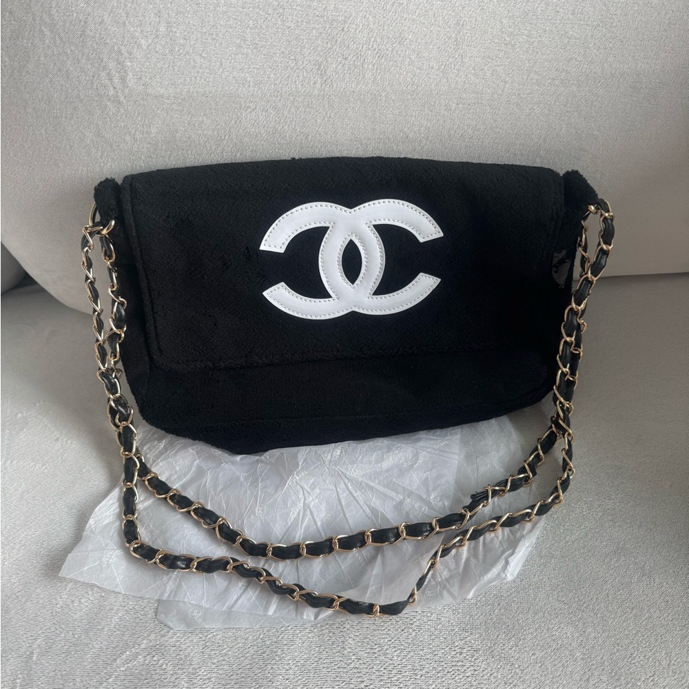 Chanel Precision velour shoulder or crossbody bag with chain